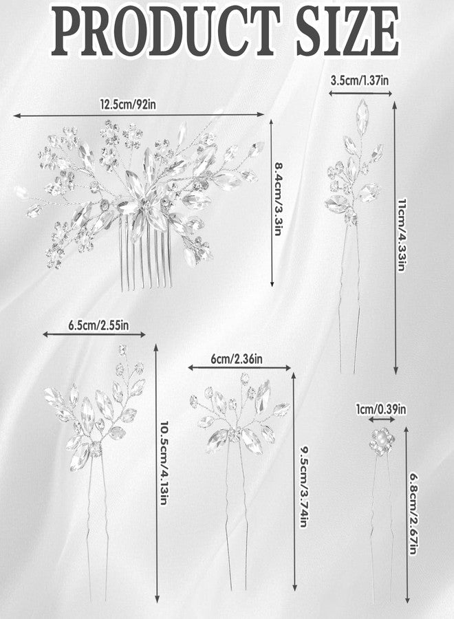 CYUXING 10Pcs Silver Crystal Rhinestone Bridal Hair Pins for Wedding, Wedding Rhinestone Hair Pieces Accessories Supplies for Women, Decorative Pins Decor Suitable for Brides & Bridesmaids - Image 2